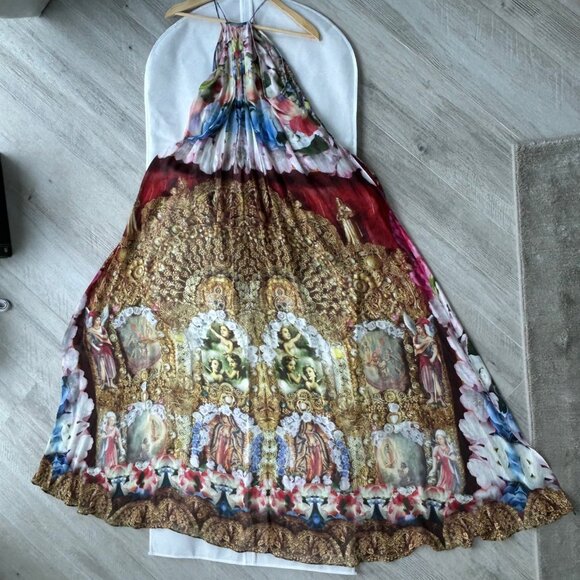 Camilla Sheer Overlay Dress, High-Low Maxi Dress, Multicolor Statement Piece - Picture 6 of 8